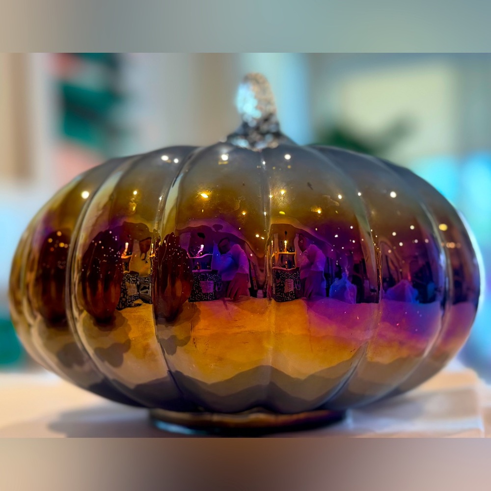 Black Glass iridescent Pumpkin